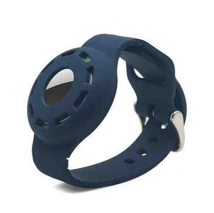 Anti-scratch Shockproof Silicone Bracelet Strap Protective Cover Case For AirTag(Navy Blue)