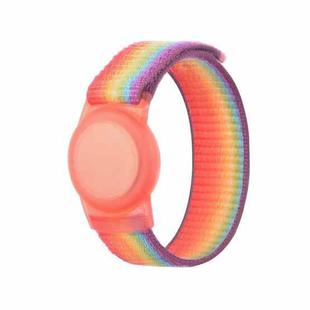 Anti-scratch Shockproof Nylon Bracelet Strap TPU Protective Cover Case For AirTag(Rainbow Color)