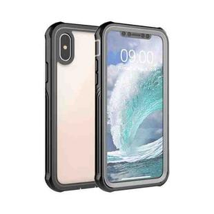 For iPhone X / XS Waterproof Dustproof Shockproof Transparent Acrylic Protective Case(Black)
