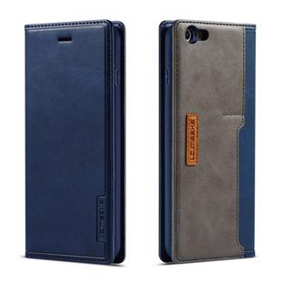 For iPhone 6 / 6s LC.IMEEKE LC-001 Series PU + TPU Color Matching Frosted Horizontal Flip Leather Case with Holder & Card Slot(Blue)
