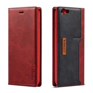 For iPhone 6 / 6s LC.IMEEKE LC-001 Series PU + TPU Color Matching Frosted Horizontal Flip Leather Case with Holder & Card Slot(Red)