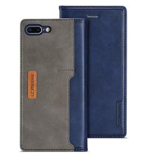 For iPhone 7 Plus / 8 Plus LC.IMEEKE LC-001 Series PU + TPU Color Matching Frosted Horizontal Flip Leather Case with Holder & Card Slot(Blue)