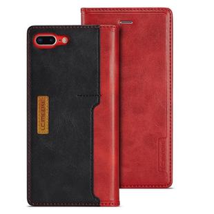 For iPhone 7 Plus / 8 Plus LC.IMEEKE LC-001 Series PU + TPU Color Matching Frosted Horizontal Flip Leather Case with Holder & Card Slot(Red)