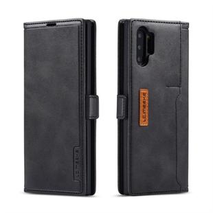 For Galaxy Note 10+ LC.IMEEKE LC-001 Series PU + TPU Color Matching Frosted Horizontal Flip Leather Case with Holder & Card Slot(Black)