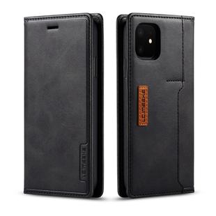 For iPhone 11 LC.IMEEKE LC-001 Series PU + TPU Color Matching Frosted Horizontal Flip Leather Case with Holder & Card Slot(Black)