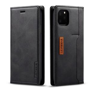 For iPhone 11 Pro LC.IMEEKE LC-001 Series PU + TPU Color Matching Frosted Horizontal Flip Leather Case with Holder & Card Slot(Black)