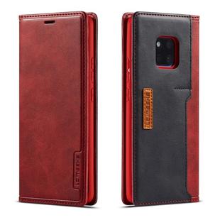 For Huawei Mate 20 Pro LC.IMEEKE LC-001 Series PU + TPU Color Matching Frosted Horizontal Flip Leather Case with Holder & Card Slot(Red)
