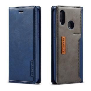 For Huawei P20 Lite LC.IMEEKE LC-001 Series PU + TPU Color Matching Frosted Horizontal Flip Leather Case with Holder & Card Slot(Blue)