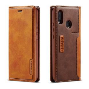 For Huawei P20 Lite LC.IMEEKE LC-001 Series PU + TPU Color Matching Frosted Horizontal Flip Leather Case with Holder & Card Slot(Brown)