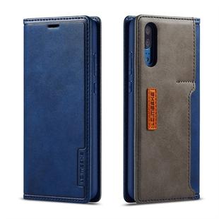 For Huawei P20 LC.IMEEKE LC-001 Series PU + TPU Color Matching Frosted Horizontal Flip Leather Case with Holder & Card Slot(Blue)