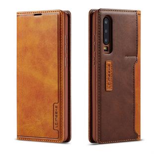 For Huawei P30 LC.IMEEKE LC-001 Series PU + TPU Color Matching Frosted Horizontal Flip Leather Case with Holder & Card Slot(Brown)