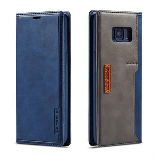 For Galaxy S8+ LC.IMEEKE LC-001 Series PU + TPU Color Matching Frosted Horizontal Flip Leather Case with Holder & Card Slot(Blue)