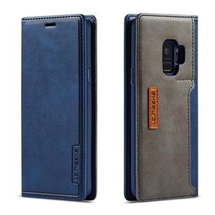 For Galaxy S9 LC.IMEEKE LC-001 Series PU + TPU Color Matching Frosted Horizontal Flip Leather Case with Holder & Card Slot(Blue)
