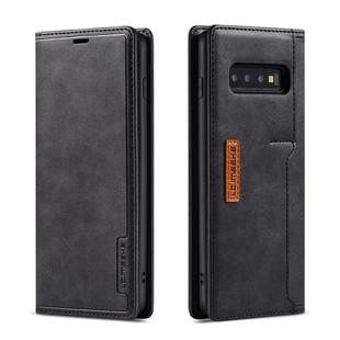 For Galaxy S10 LC.IMEEKE LC-001 Series PU + TPU Color Matching Frosted Horizontal Flip Leather Case with Holder & Card Slot(Black)