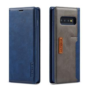 For Galaxy S10 LC.IMEEKE LC-001 Series PU + TPU Color Matching Frosted Horizontal Flip Leather Case with Holder & Card Slot(Blue)