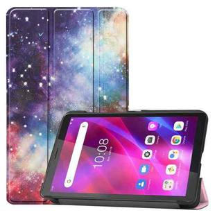 For Lenovo Tab M7 3rd Gen Colored Drawing Pattern Horizontal Flip Leather Case with Three-folding Holder(Milky Way Nebula)