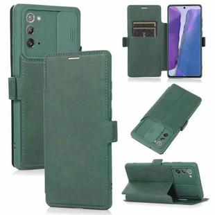 For Samsung Galaxy Note20 Push Window Double Buckle PU + Silicone Horizontal Flip Leather Case with Holder & Card Slot(Green)