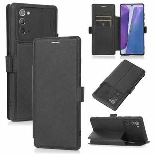 For Samsung Galaxy Note20 Ultra Push Window Double Buckle PU + Silicone Horizontal Flip Leather Case with Holder & Card Slot(Black)