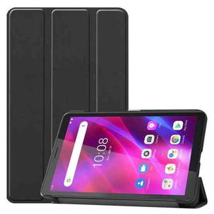 For Lenovo Tab M7 3rd Gen Custer Texture Horizontal Flip Leather Case with Three-folding Holder(Black)