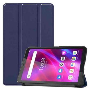 For Lenovo Tab M7 3rd Gen Custer Texture Horizontal Flip Leather Case with Three-folding Holder(Blue)