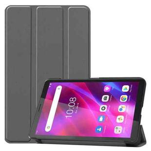 For Lenovo Tab M7 3rd Gen Custer Texture Horizontal Flip Leather Case with Three-folding Holder(Grey)