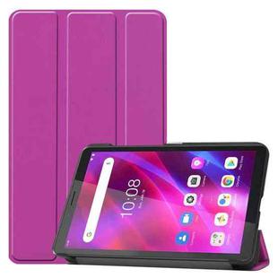 For Lenovo Tab M7 3rd Gen Custer Texture Horizontal Flip Leather Case with Three-folding Holder(Purple)