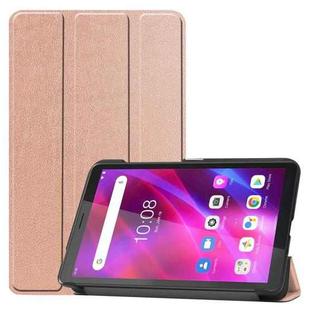 For Lenovo Tab M7 3rd Gen Custer Texture Horizontal Flip Leather Case with Three-folding Holder(Rose Gold)