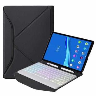 BM10S Backlight Edition Diamond Texture Detachable Bluetooth Keyboard Leather Tablet Case with Pen Slot & Triangular Back Support For Lenovo Smart Tab M10 HPD Plus TB-X606F 10.3 inch(Black White)