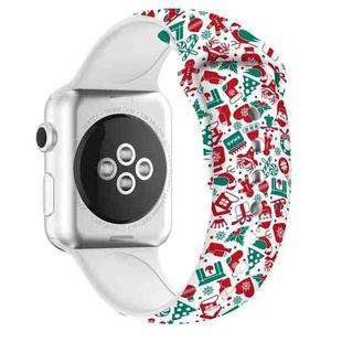For Apple Watch Series 7 41mm / 6 & SE & 5 & 4 40mm / 3 & 2 & 1 38mm Christmas Printing Silicone Watch Band(Childlike Christmas 1)