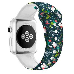 For Apple Watch Series 7 45mm / 6 & SE & 5 & 4 44mm / 3 & 2 & 1 42mm Christmas Printing Silicone Watch Band(Happy Christmas)