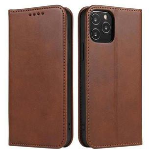 For iPhone 13 mini Calf Texture Magnetic Horizontal Flip Leather Case with Holder & Card Slots & Wallet (Brown)