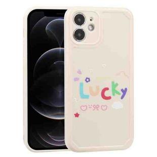 For iPhone 12 Lucky Letters TPU Soft Shockproof Case(Creamy-white)