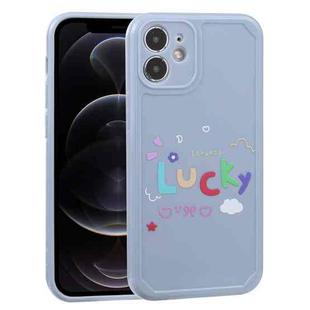 For iPhone 12 Lucky Letters TPU Soft Shockproof Case(Blue)