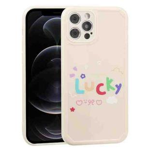 For iPhone 12 Pro Lucky Letters TPU Soft Shockproof Case(Creamy-white)