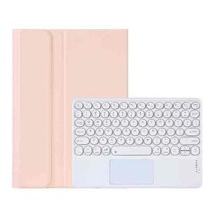 Y0N5-A TPU Tablet Case Lambskin Texture Round Keycap Bluetooth Keyboard Leather Tablet Case with Holder & Touchpad For Xiaomi Pad 5 / 5 Pro(Pink)