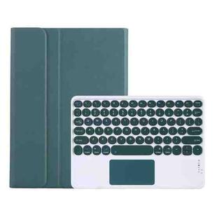 Y0N5-A TPU Tablet Case Lambskin Texture Round Keycap Bluetooth Keyboard Leather Tablet Case with Holder & Touchpad For Xiaomi Pad 5 / 5 Pro(Dark Green + Dark Green)