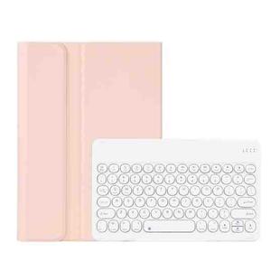 Y0N5 TPU Tablet Case Lambskin Texture Round Keycap Bluetooth Keyboard Leather Tablet Case with Holder For Xiaomi Pad 5 / 5 Pro(Pink)