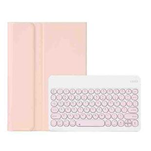 Y0N5 TPU Tablet Case Lambskin Texture Round Keycap Bluetooth Keyboard Leather Tablet Case with Holder For Xiaomi Pad 5 / 5 Pro(Pink + Pink)