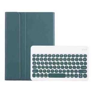 Y0N5 TPU Tablet Case Lambskin Texture Round Keycap Bluetooth Keyboard Leather Tablet Case with Holder For Xiaomi Pad 5 / 5 Pro(Dark Green + Dark Green)