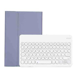 Y0N5 TPU Tablet Case Lambskin Texture Round Keycap Bluetooth Keyboard Leather Tablet Case with Holder For Xiaomi Pad 5 / 5 Pro(Purple)