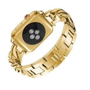 For Apple Watch Series 9&8&7 41mm / SE 3&SE 2&6&SE&5&4 40mm / 3&2&1 38mm Single Row Denim Diamond Alloy Watch Band(Gold)
