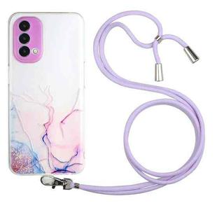 Hollow Marble Pattern TPU Precise Hole Protective Case with Neck Strap Rope For OnePlus Nord N200 5G(Pink)