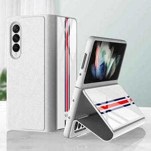 For Samsung Galaxy Z Fold3 5G GKK Shockproof Horizontal Flip Leather + Glass Case, with Holder(Limited White)
