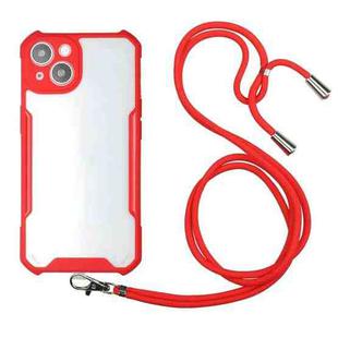 For iPhone 13 mini Acrylic + Color TPU Shockproof Case with Neck Lanyard (Red)