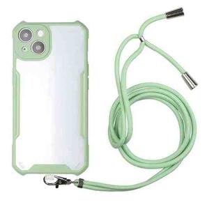 For iPhone 13 mini Acrylic + Color TPU Shockproof Case with Neck Lanyard (Avocado Green)