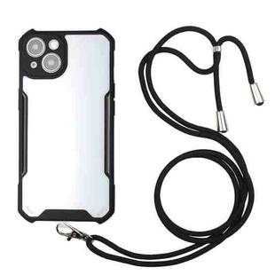 For iPhone 13 mini Acrylic + Color TPU Shockproof Case with Neck Lanyard (Black)