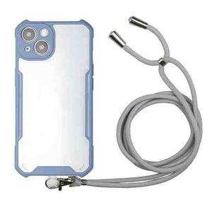 For iPhone 13 mini Acrylic + Color TPU Shockproof Case with Neck Lanyard (Milk Grey)