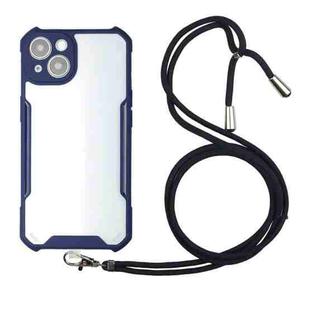 For iPhone 13 mini Acrylic + Color TPU Shockproof Case with Neck Lanyard (Dark Blue)
