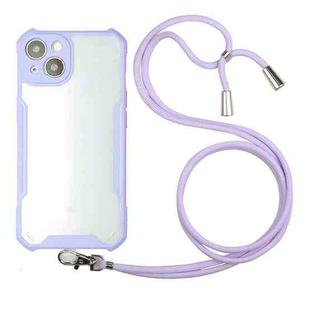 For iPhone 13 Acrylic + Color TPU Shockproof Case with Neck Lanyard(Purple)