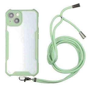 Acrylic + Color TPU Shockproof Case with Neck Lanyard For iPhone 13(Avocado Green)